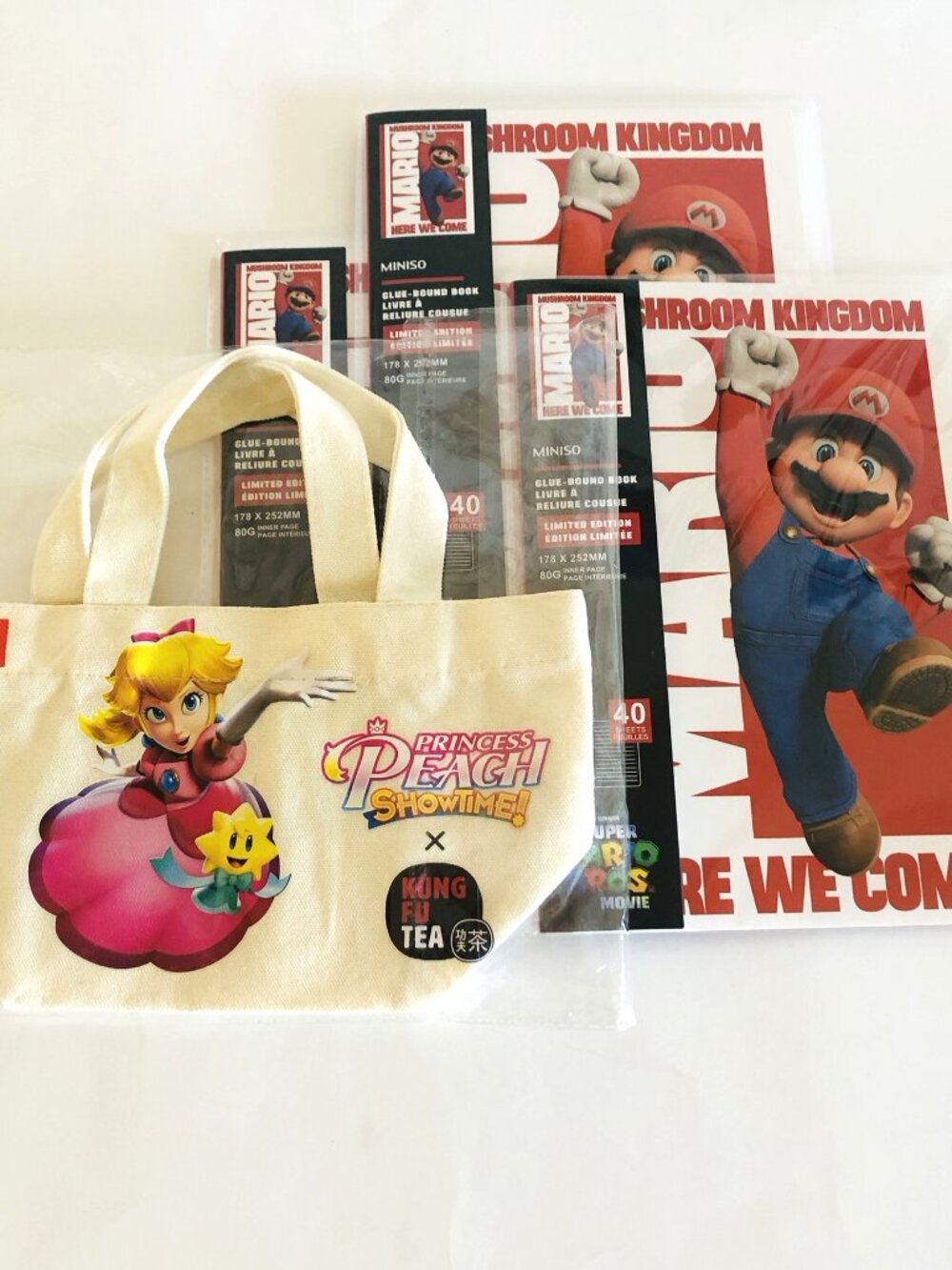 Super Mario Brothers 3 Notebooks Princess Peach x Kung Fu Tea Small Tote Bag